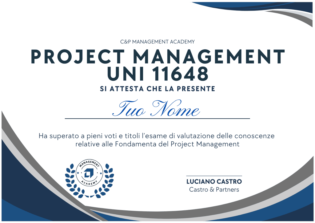Corso Project Manager certificato UNI 11648